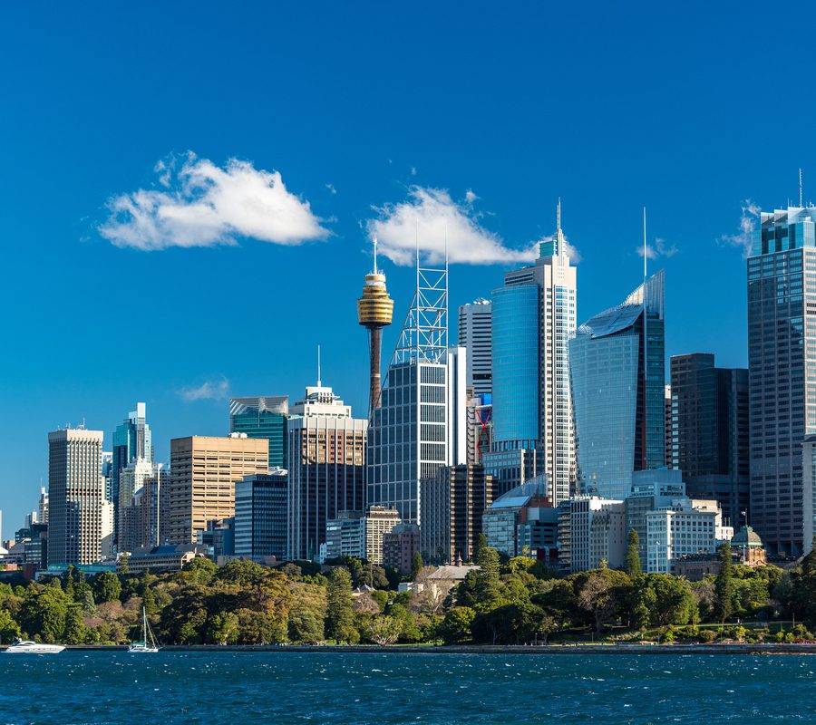 Sydney Skyline With Sydney Harbour And White Yachts Sydney Skyline With Sydney Harbour And White Yachts